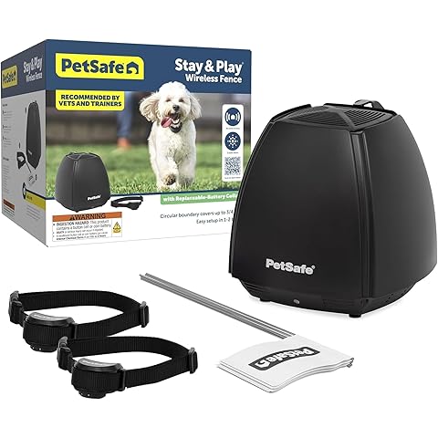 PetSafe Stay and Play Wireless Fence 2 Dog Up to 3 4 Acre — complete kit with black transmitter two receiver collars and training guide recommended by vets and trainers